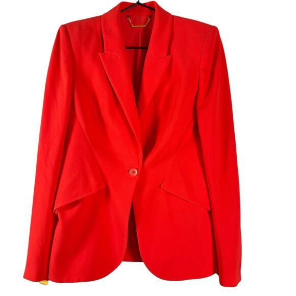 Elie Tahari Womens Red Single One Button Business Polyester Blazer Jacket Size 4